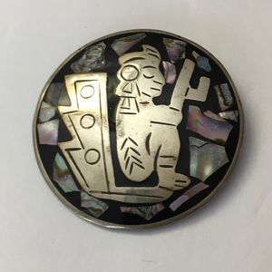 Vintage Mexican Silver Brooch Pin